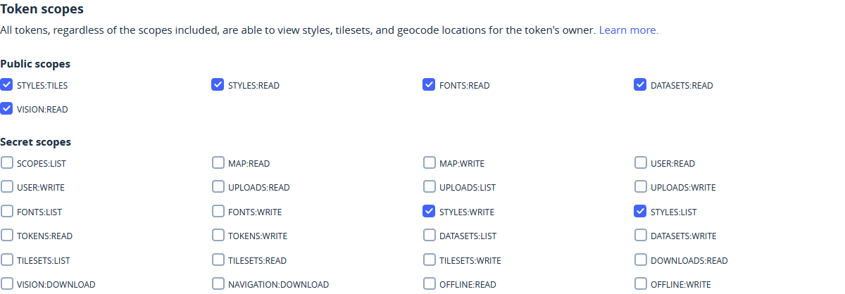 Token scopes